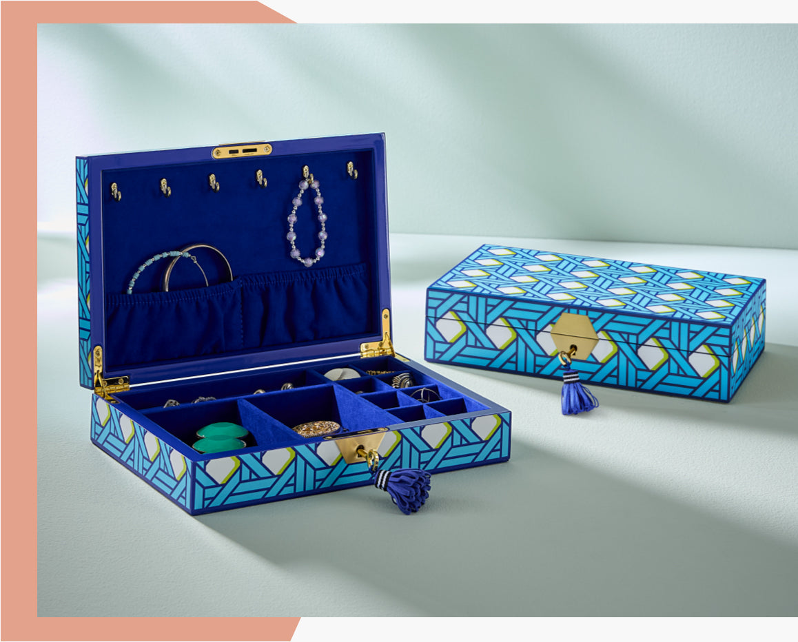 Jonathan Adler Basketweave Lacquer Jewelry Box