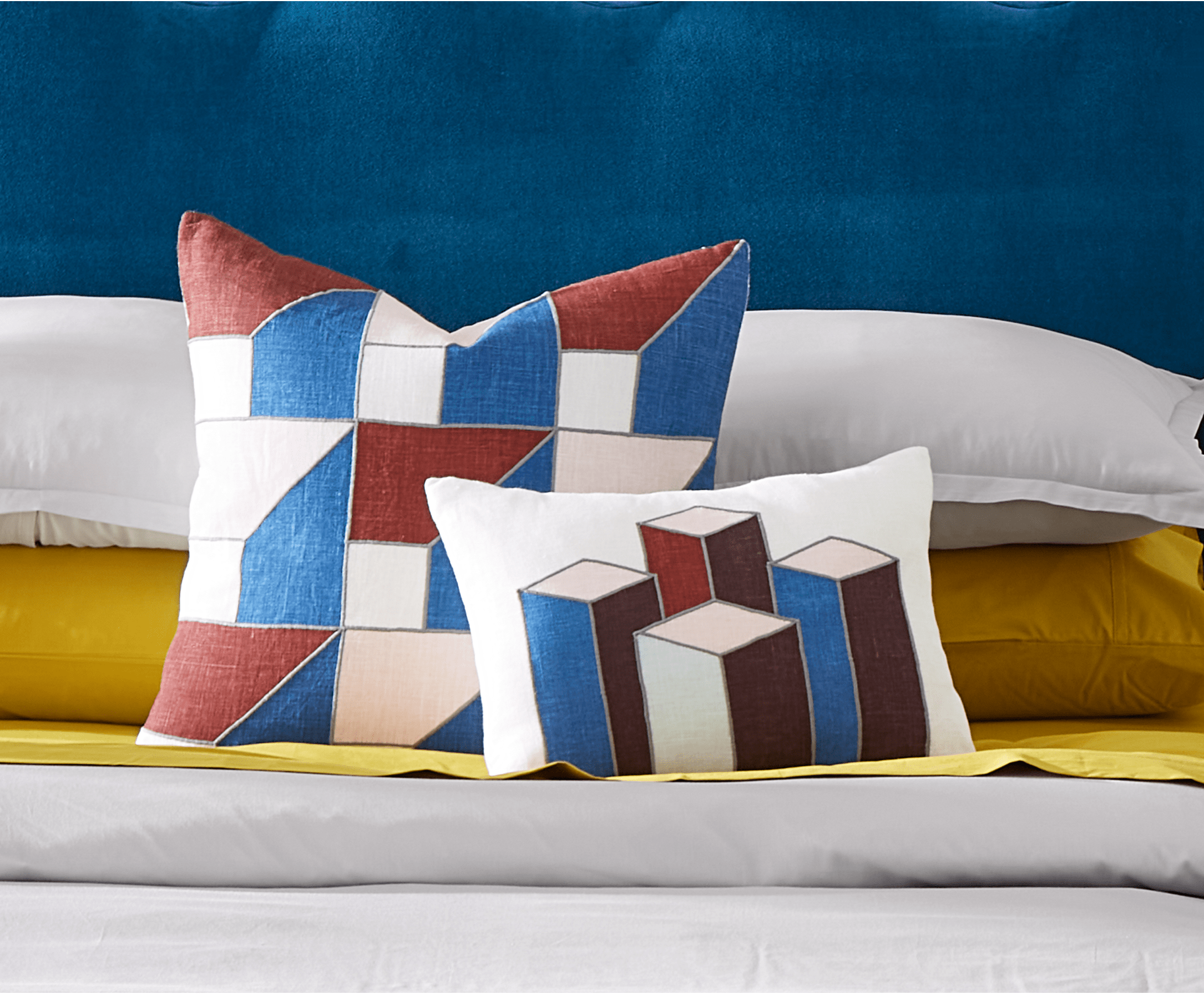 Percale Ripple Pale-Gray Duvet Ochre Sheets