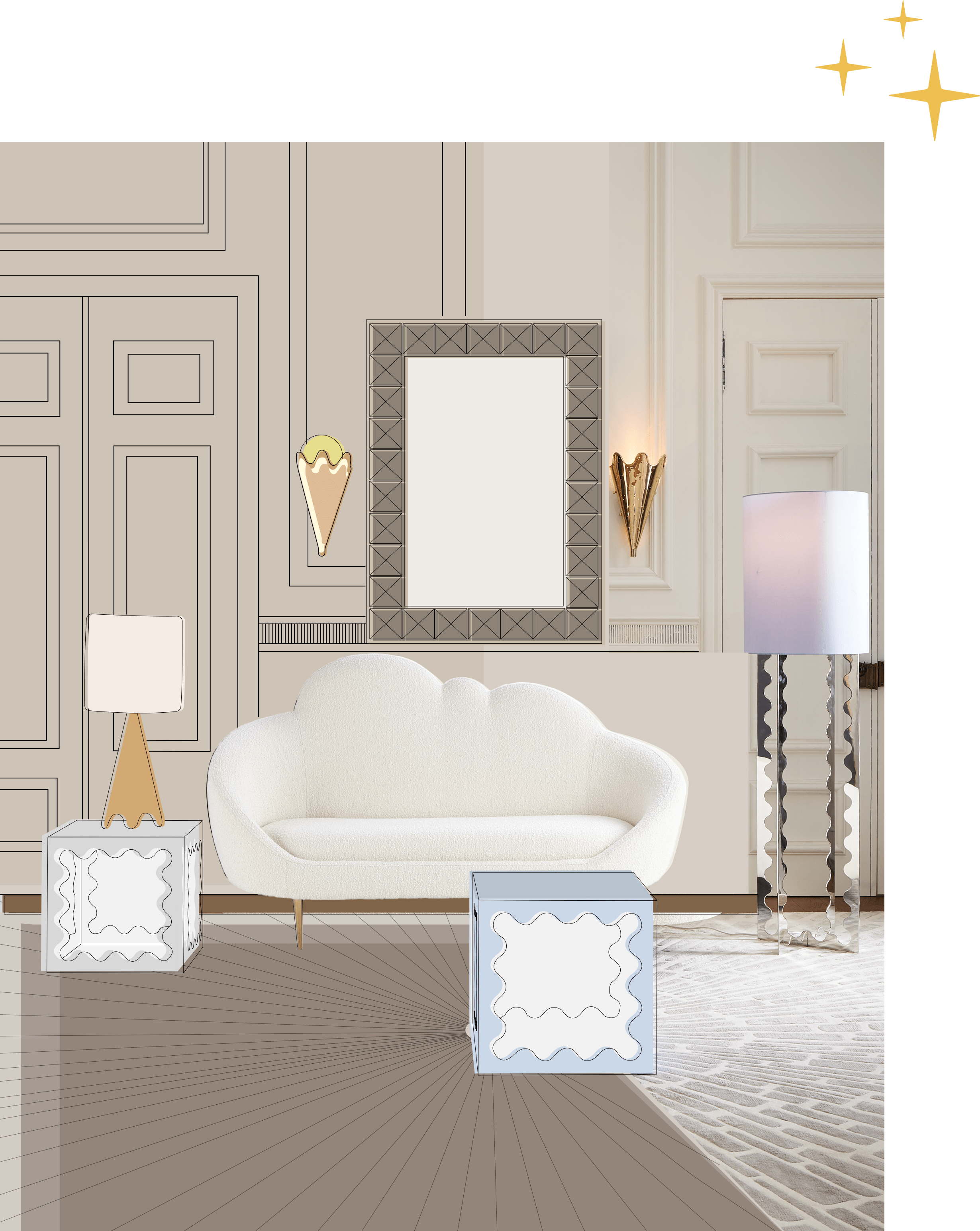 Ripple Lacquer Cube by Jonathan Adler