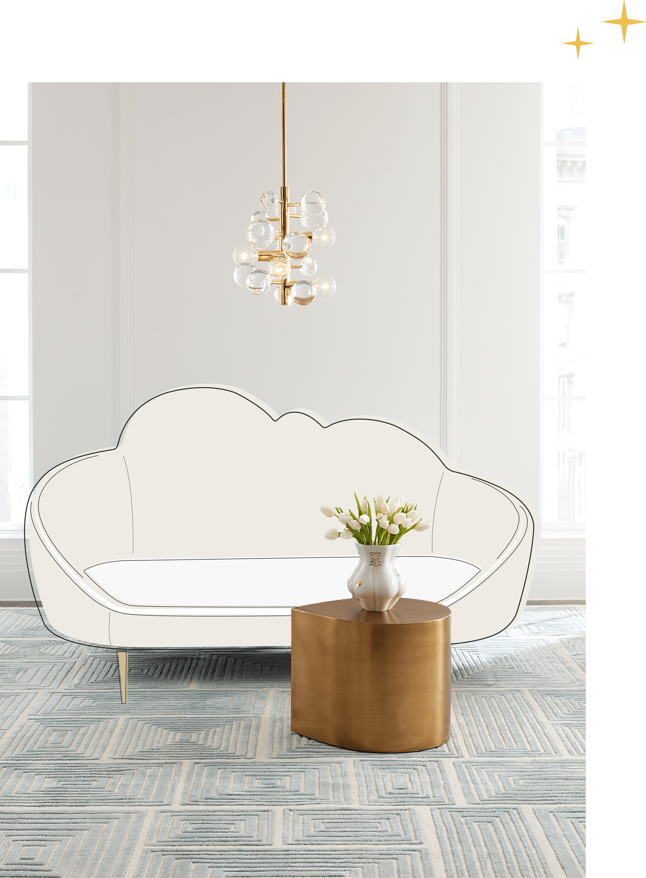Jonathan Adler Brass Teardrop Table